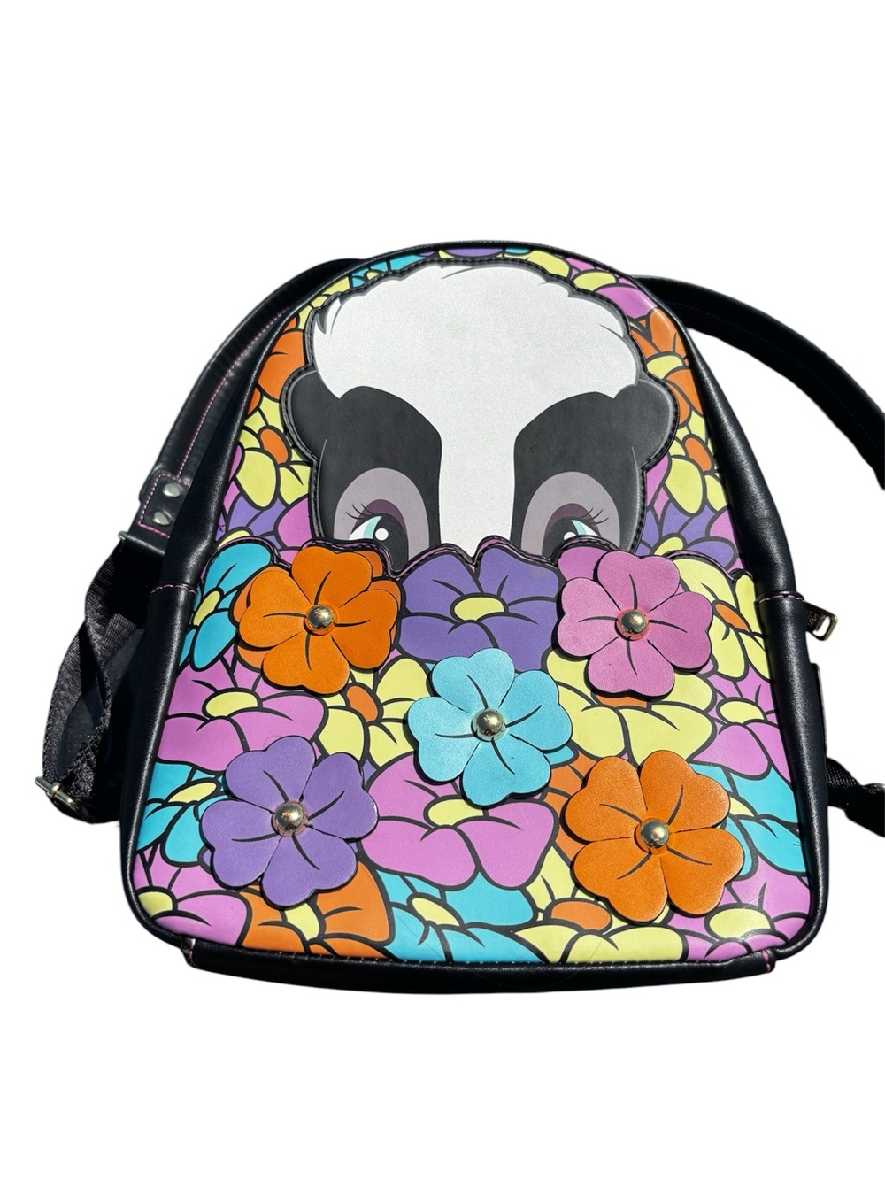 Disney Loungefly Bambi Flower Skunk Backpack Purse Flowers Black Floral